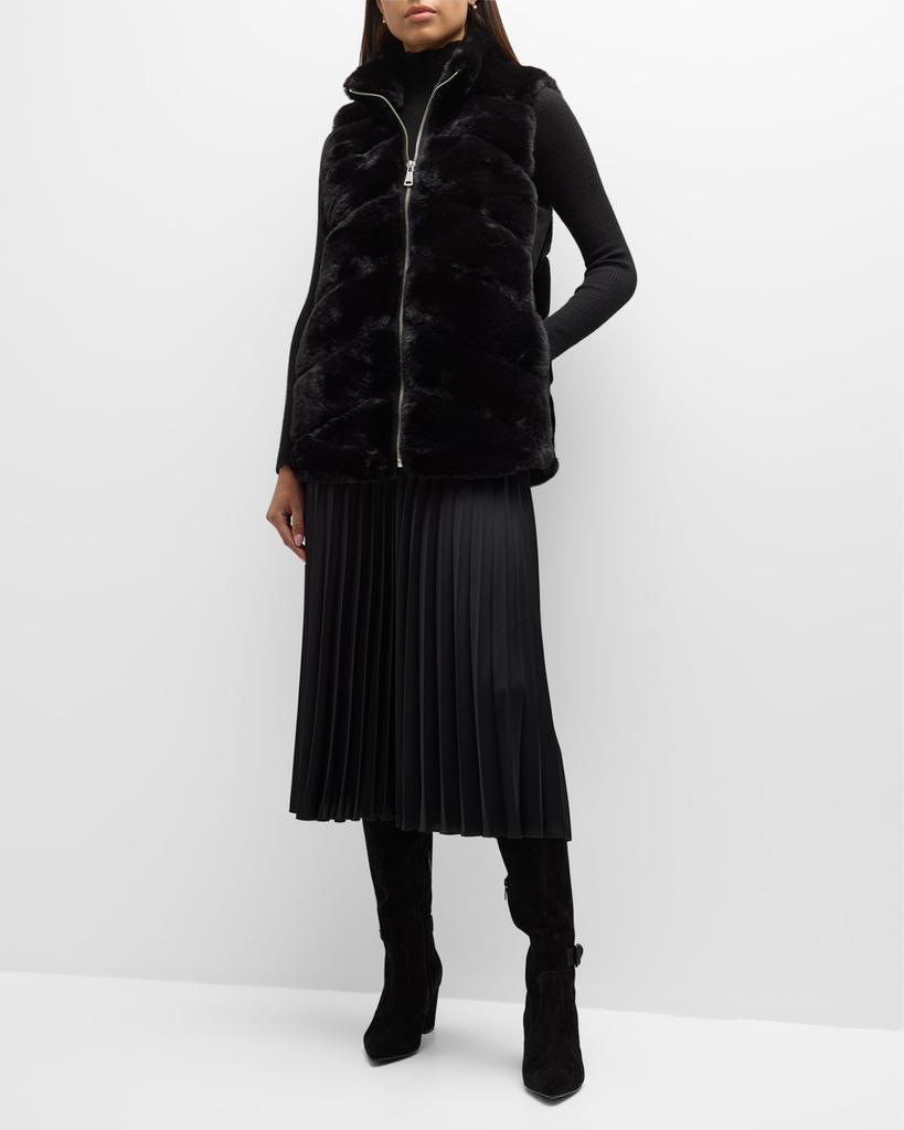 La Fiorentina Chevron Faux Mink Fur Vest