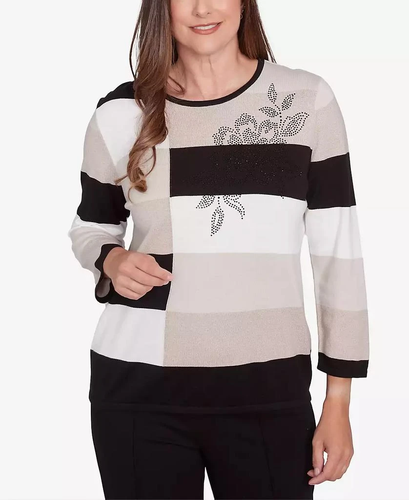 Alfred Dunner Women's Romancing the Stone Beaded Colorblocked Sweater 1