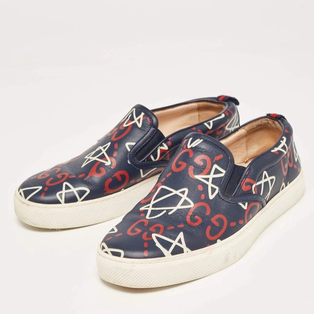 Gucci Gucci Navy Blue Leather Dublin Ghost Sneakers Size 41.5 2