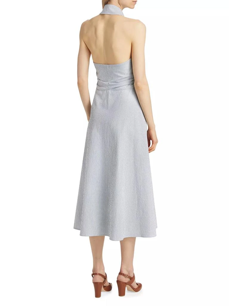 VERONICA BEARD Mackey Seersucker Halter Midi-Dress 5