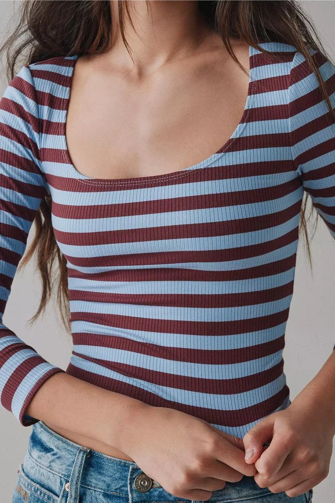 BDG BDG Andie 3/4 Sleeve Square Neck Cropped Tee 2