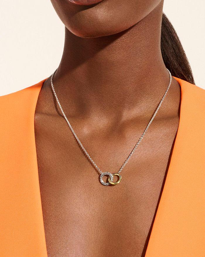 John Hardy 14K Yellow Gold & Sterling Silver JH Essentials Linked Ring Pendant Necklace, 16"-18"