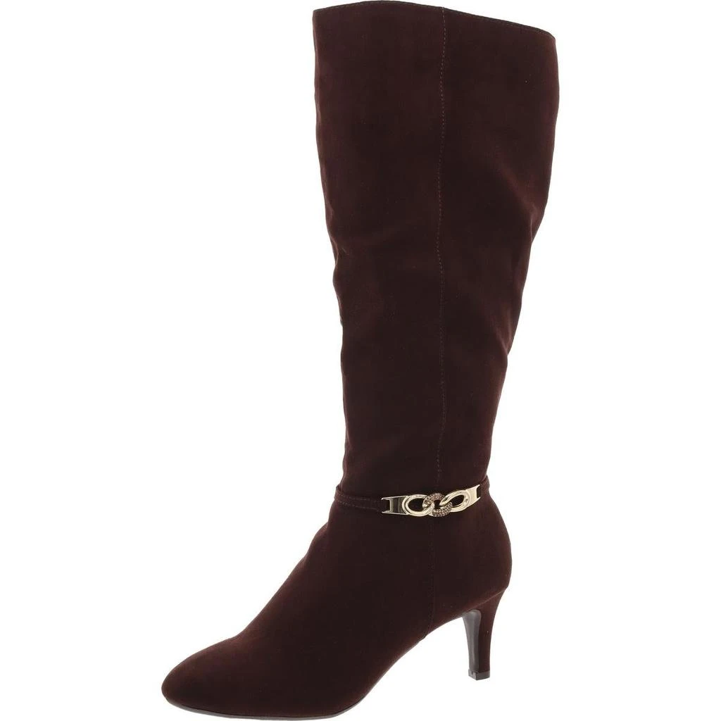 Karen Scott Hanna Womens Faux Leather Wide Calf Knee-High Boots 4
