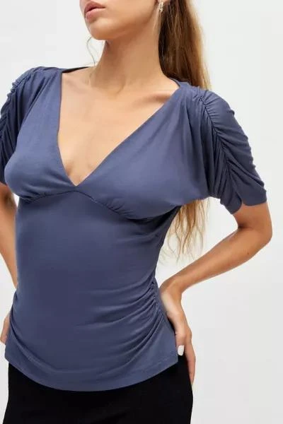 Silence + Noise Silence + Noise Valeria Dolman Ruched V Neck Top 3