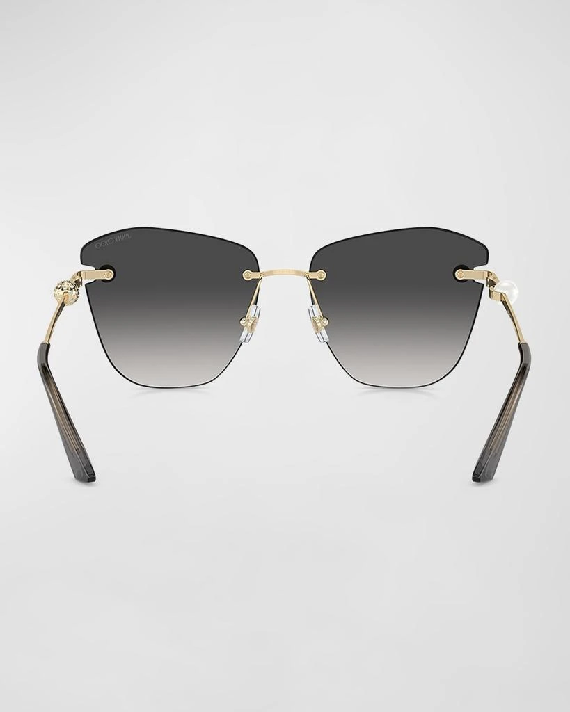 Jimmy Choo Pearly Rimless Metal Butterfly Sunglasses 4