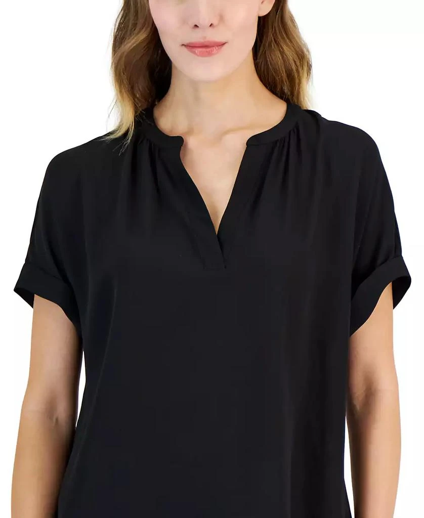 Tahari Women's Split-Neck Rolled-Cuff Top 3