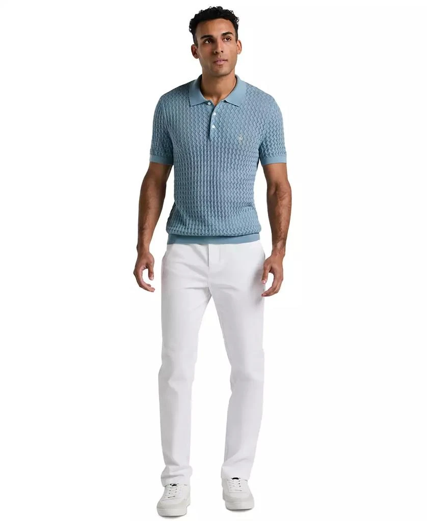 Original Penguin Men
s Slim-Fit Textured Short Sleeve Sweater Polo Shirt 4