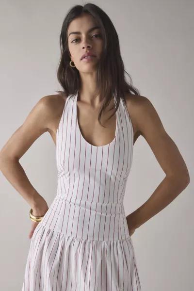 Glamorous Glamorous Striped Cotton Drop Waist Halter Maxi Dress