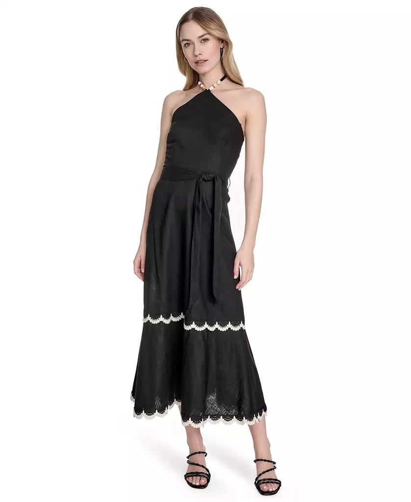 Eliza J Women's Beaded-Strap Contrast-Trim Halter Midi Dress