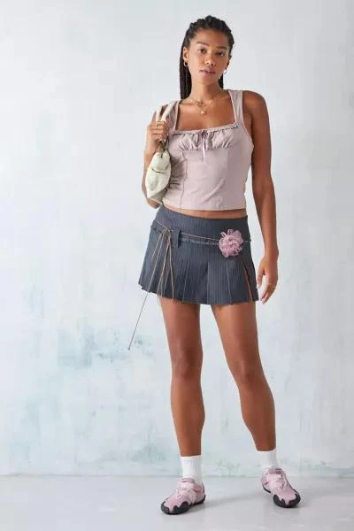 Urban Outfitters UO Grey Pinstripe Pleated Mini Skirt 3