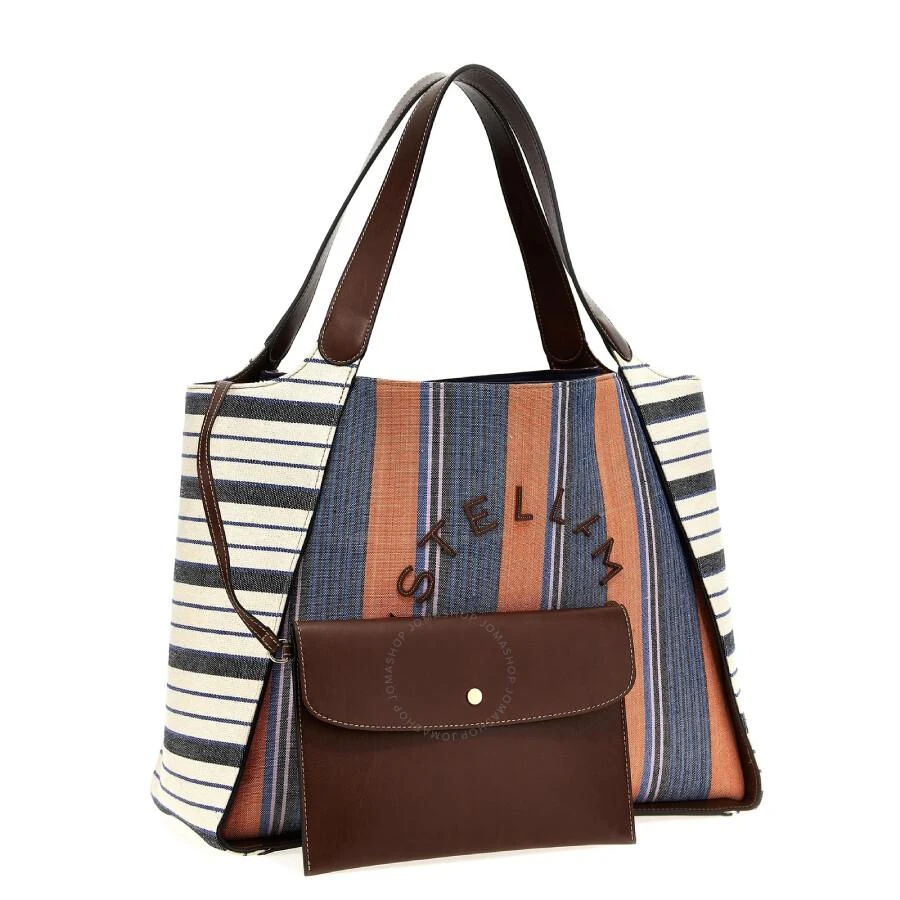Stella McCartney Striped Logo Embroidered Cotton Tote Bag 3