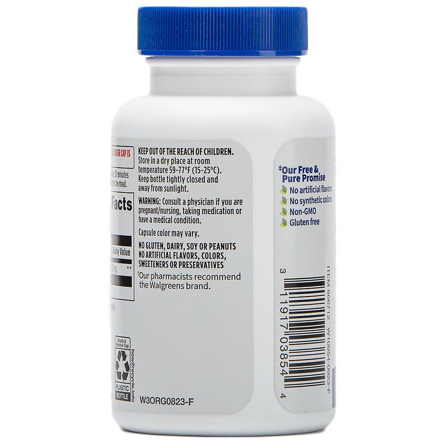 Walgreens Free & Pure Activated Charcoal Supplement 520 mg Capsules for General Wellness (30 days)