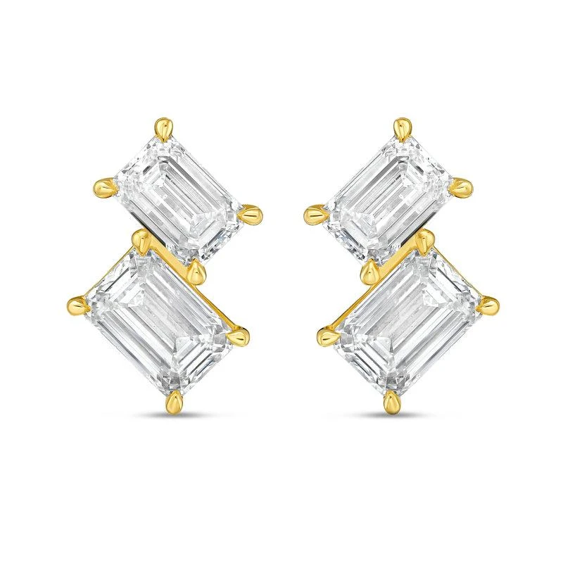 Diana M Jewels 14K YG Gold 2 Stone Earrings 3.00 Ct Tw