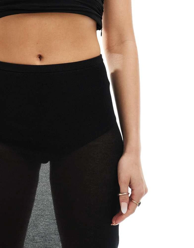 & Other Stories & Other Stories sheer knit midi skirt with high waist knicker pants in black 2