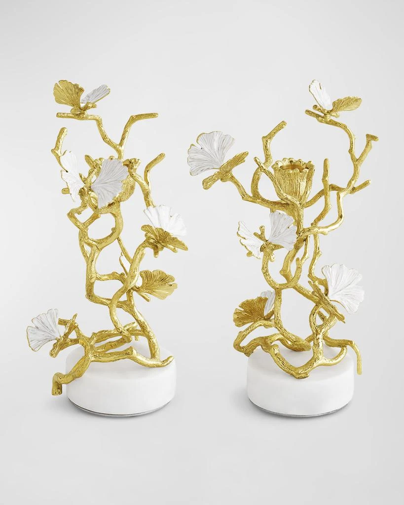 Michael Aram Butterfly Ginkgo White 
Gold Candleholders, Set of 2 2