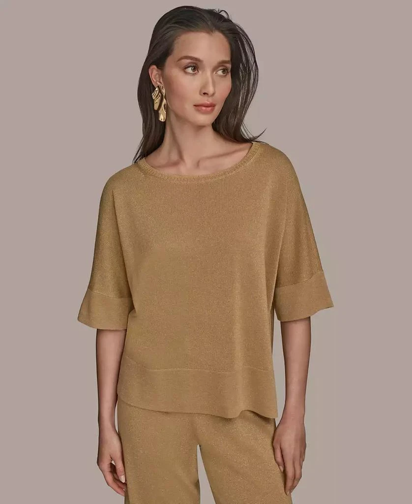 Donna Karan Women's Elbow-Sleeve Metallic Sweater 1