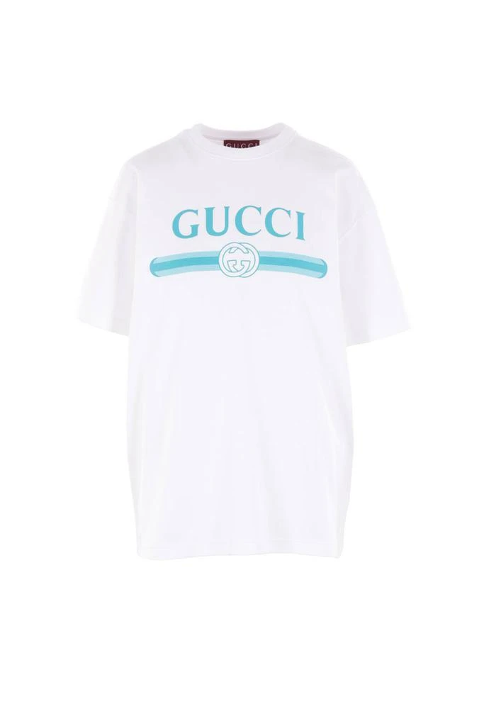 Gucci Gucci Logo Printed Crewneck Jersey T-Shirt from Cettire