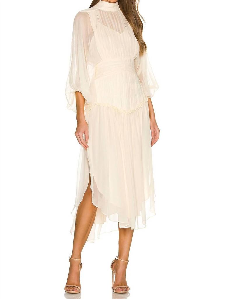 Shona Joy Iris Long Sleeve Open Back Midi Dress In Cream