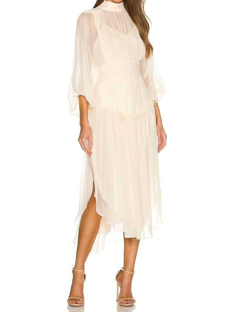 Shona Joy Iris Long Sleeve Open Back Midi Dress In Cream 1