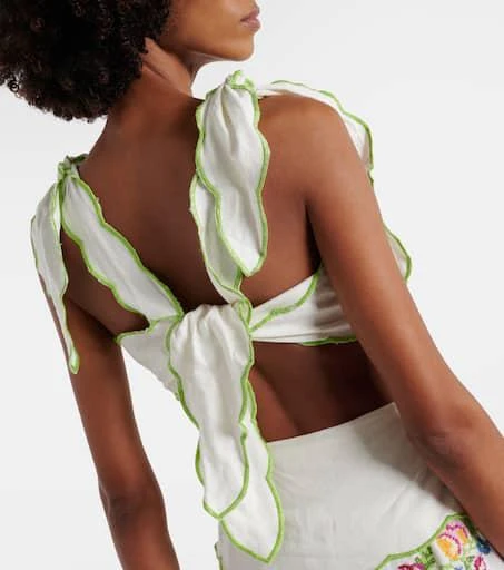 green emerald velvet dress Mixed Tropical Romance White Midi Dress – Blythe main image 0