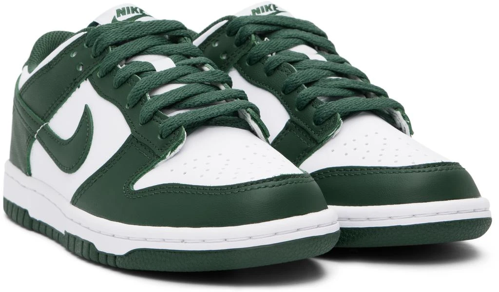 NIKE Big Kids Green & White Dunk Low Sneakers 4