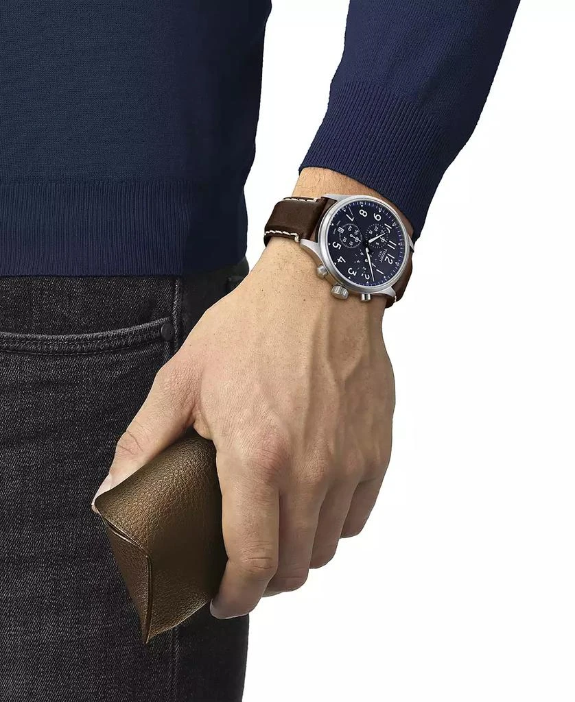 Tissot Men's Swiss Chronograph XL Vintage Brown Leather Strap Watch 45mm 5