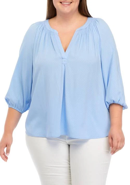 Crown & Ivy™ Ivy Plus Size 3 4 Sleeve Peasant Top 1