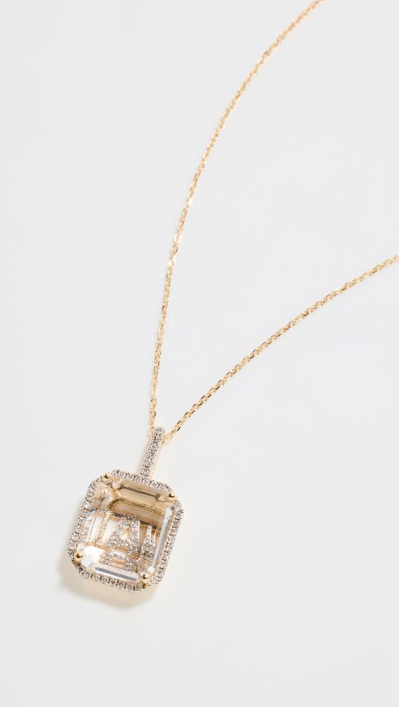 MATEO Diamond Frame Crystal Quartz Secret Diamond Initial Necklace