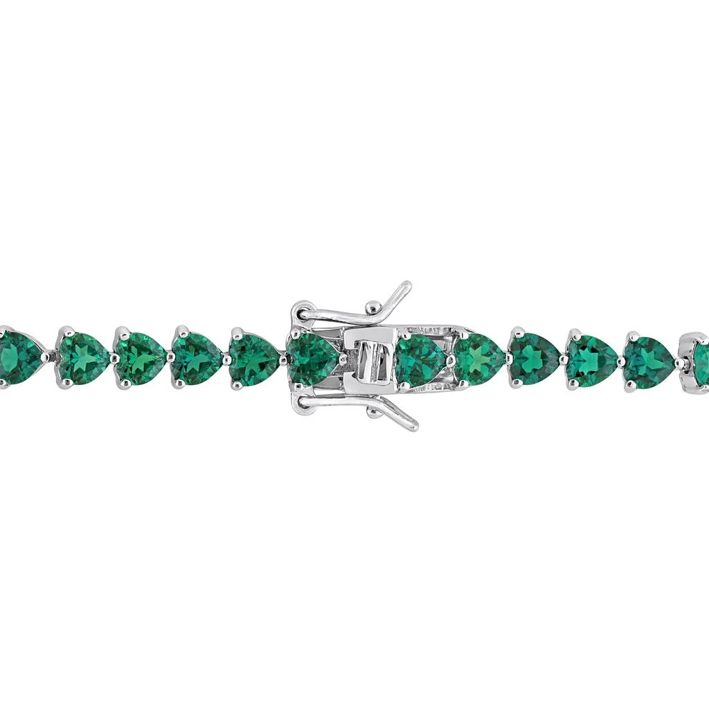 Mimi & Max 9 3/8 CT TGW Heart Shape Created Emerald Tennis Bracelet in Sterling Silver 4