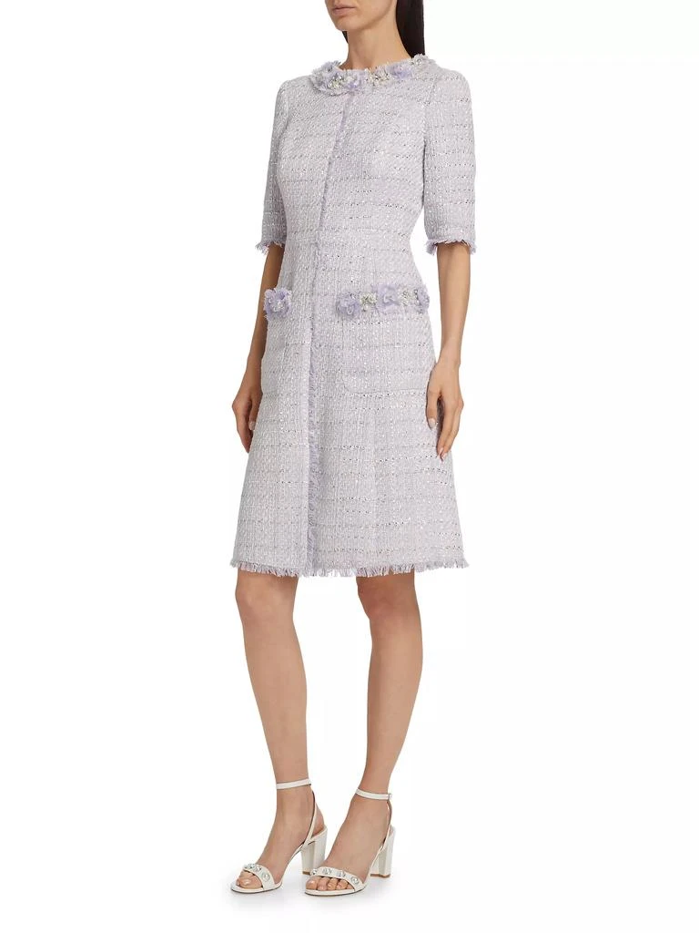 Teri Jon Beaded Twim Metallic Tweed Cocktail Dress 4