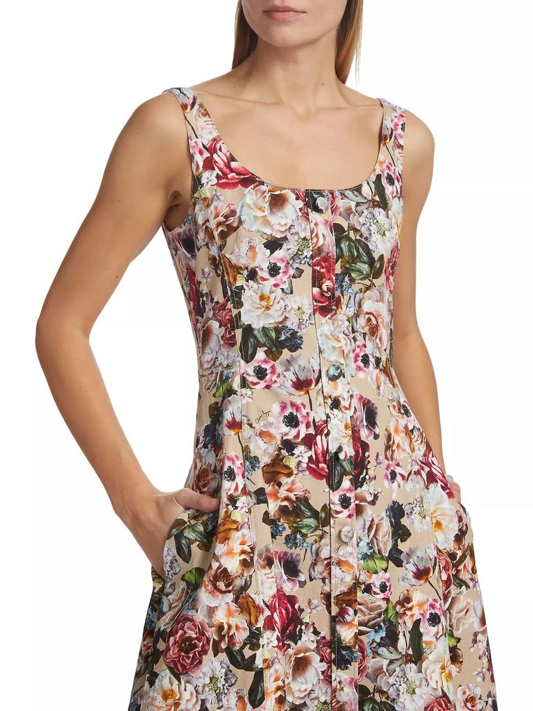 Adam Lippes Button-Front Floral Dress 6