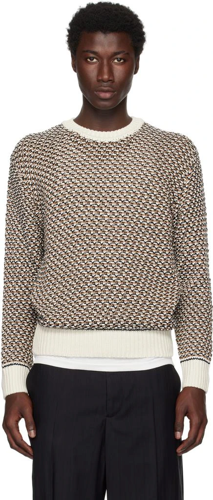 Hugo Boss Beige Cotton Rich Knitted Structure Sweater 1