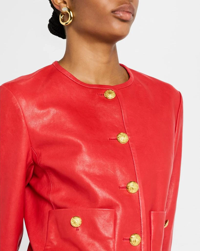 VERONICA BEARD Andrea Button-Down Leather Jacket 5