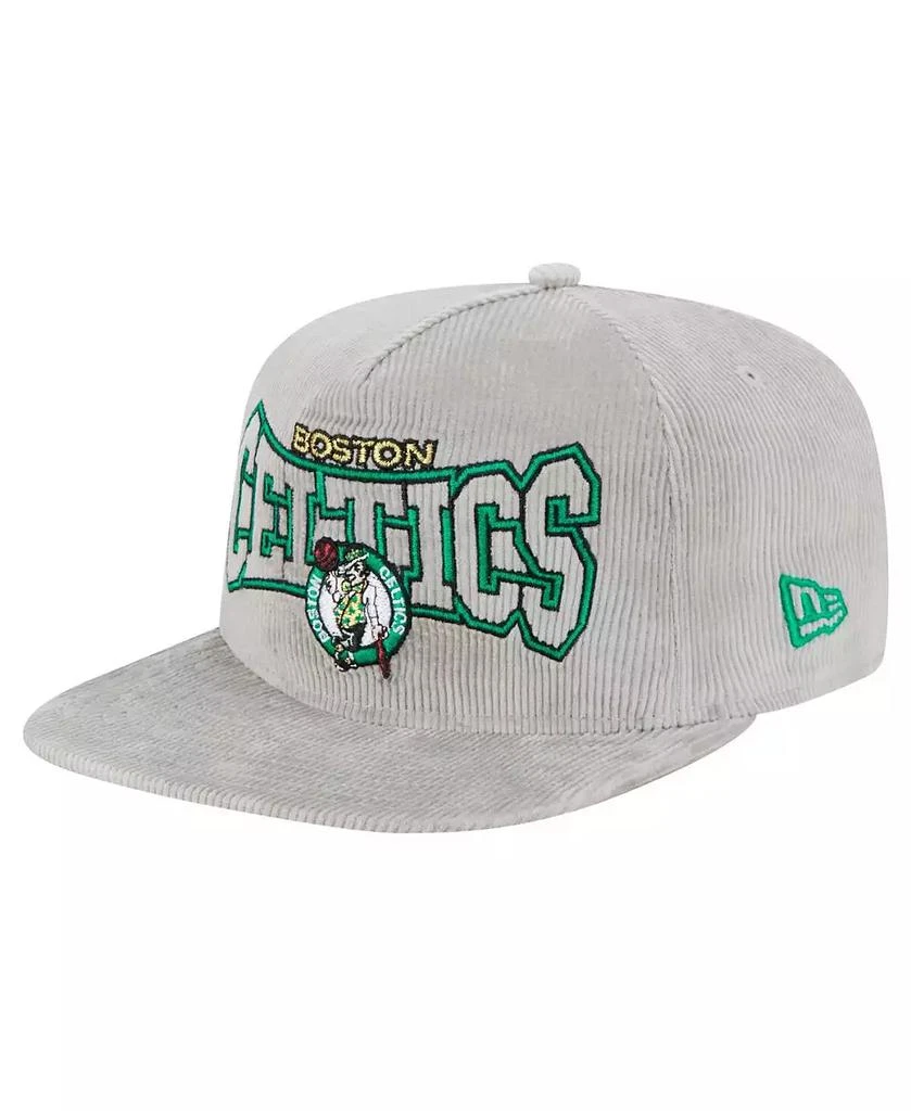 New Era Men's Gray Boston Celtics Throwback Corduroy Golfer Snapback Hat 1
