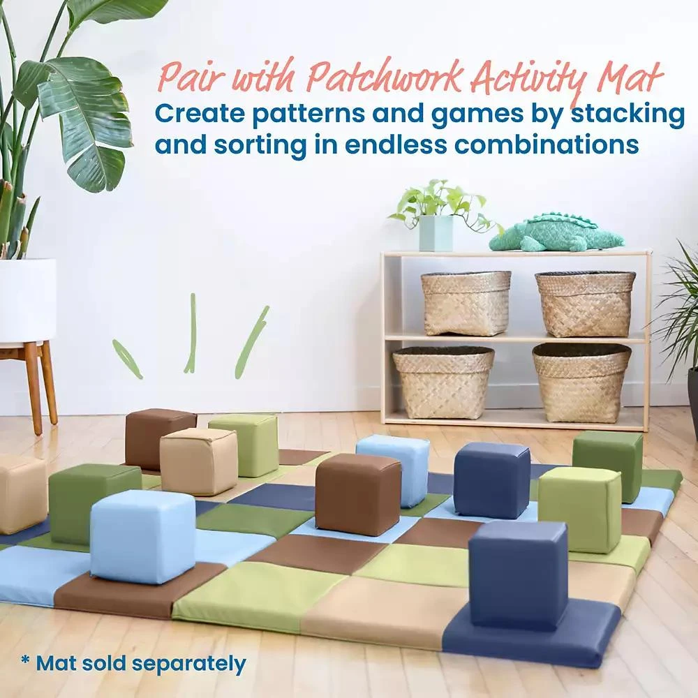 ECR4Kids SoftZone Patchwork Toddler Blocks, Assorted, 12-Piece 7