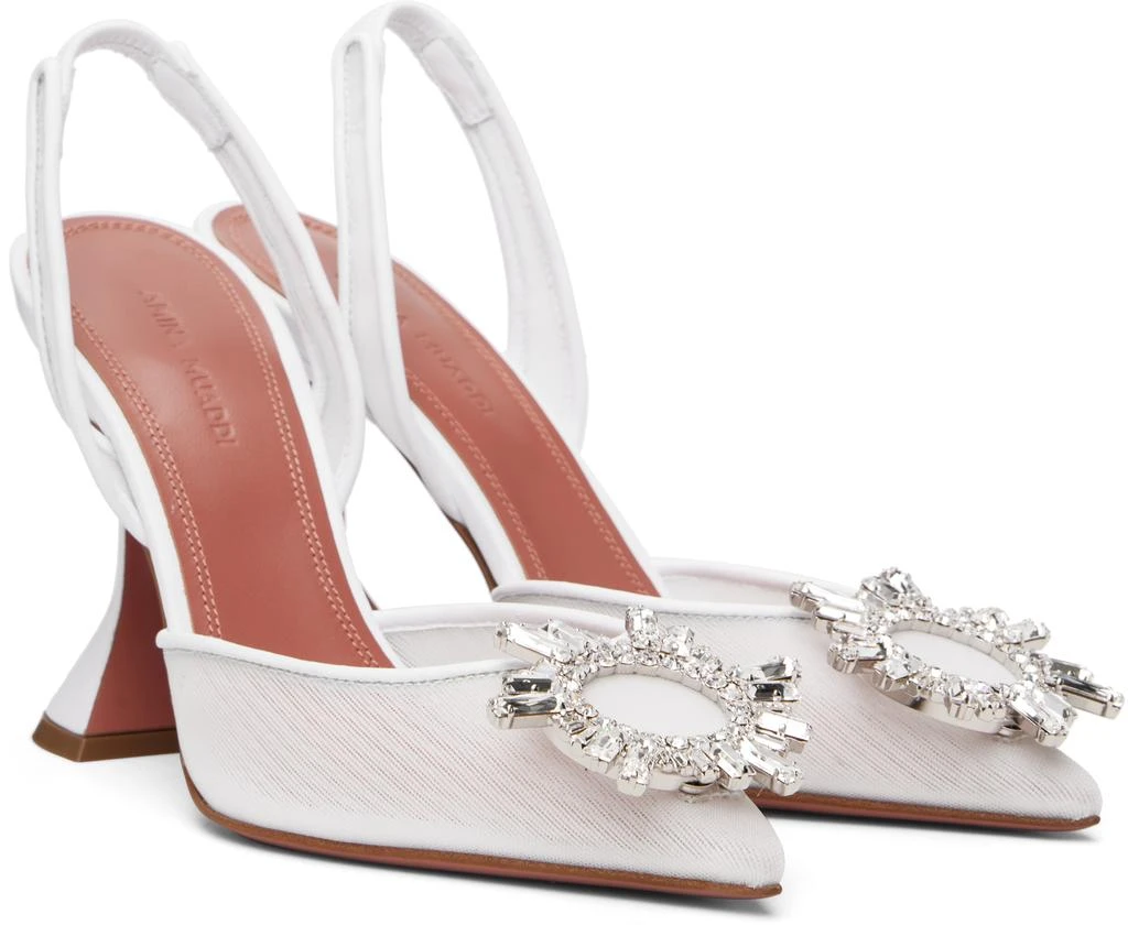 Amina Muaddi White Begum Sling 95 Heels 4