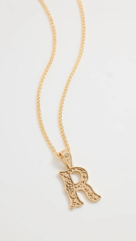 Marlo Laz Mini SW Alphabet Charm on Wheat Chain Necklace 1