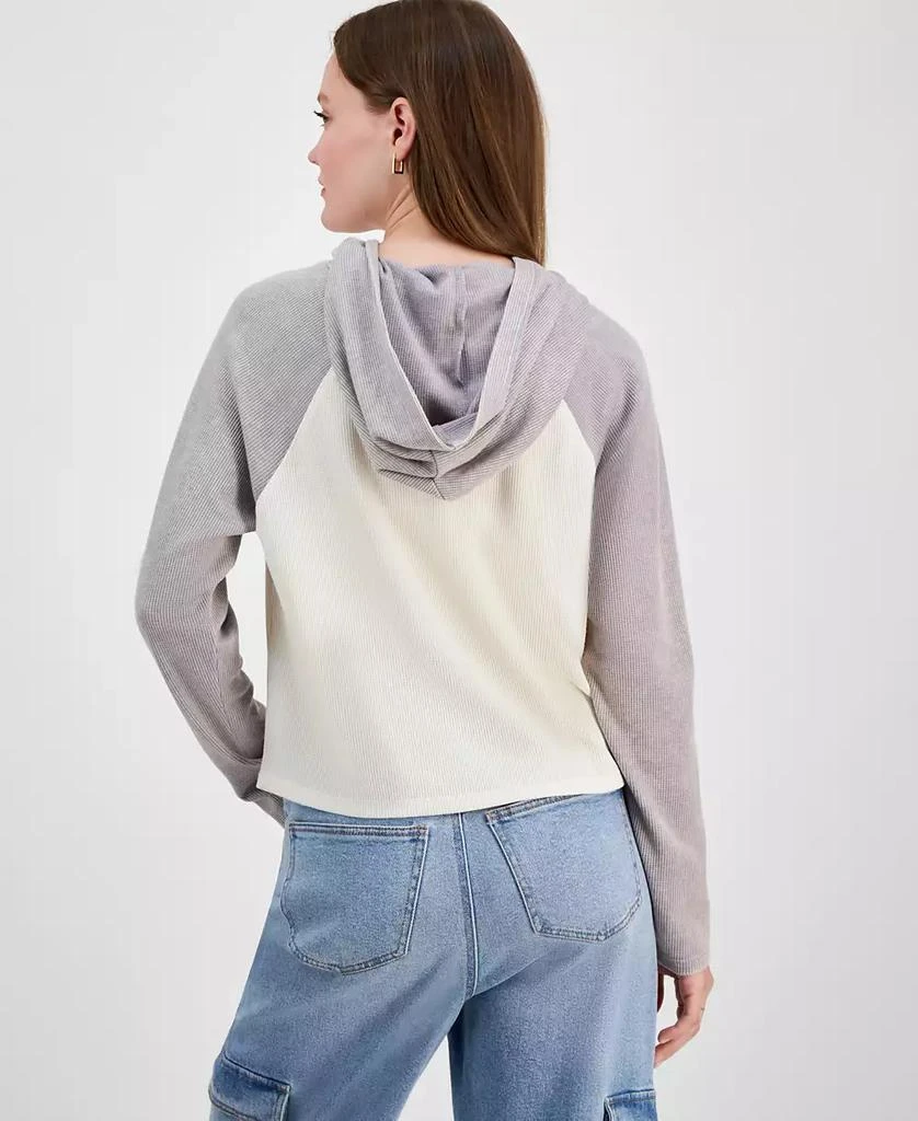 Hippie Rose Juniors' Colorblock Waffle-Knit Hoodie 4