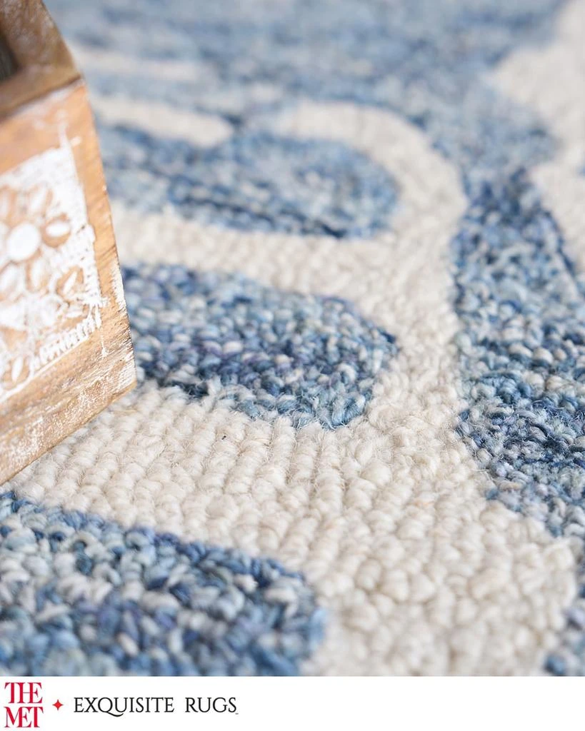 Exquisite Rugs Botanica Hand-Tufted Blue/Ivory Rug, 8' x 10' 5