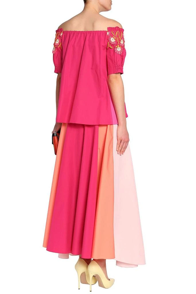 PETER PILOTTO Off-the-shoulder appliquéd color-block cotton-poplin top 3