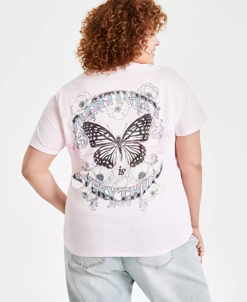 Rebellious One Trendy Plus Size Butterfly Graphic Print T-Shirt