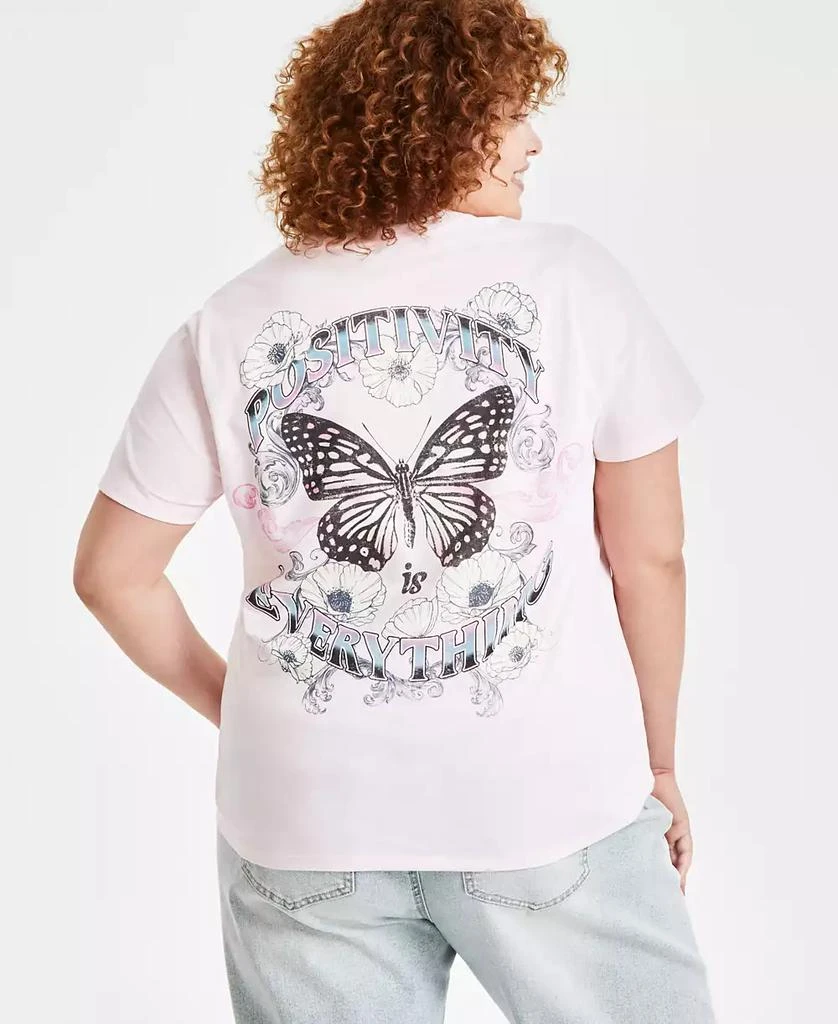Rebellious One Trendy Plus Size Butterfly Graphic Print T-Shirt 2
