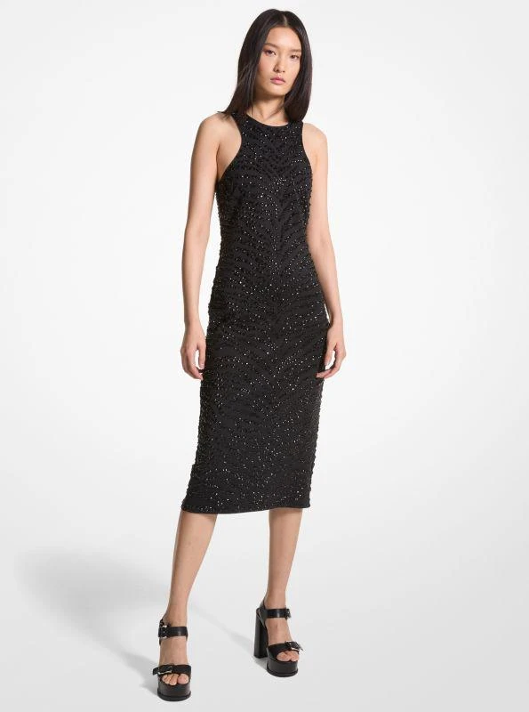 Embellished Zebra Scuba Midi Dress – On Sale Now with Up to 85