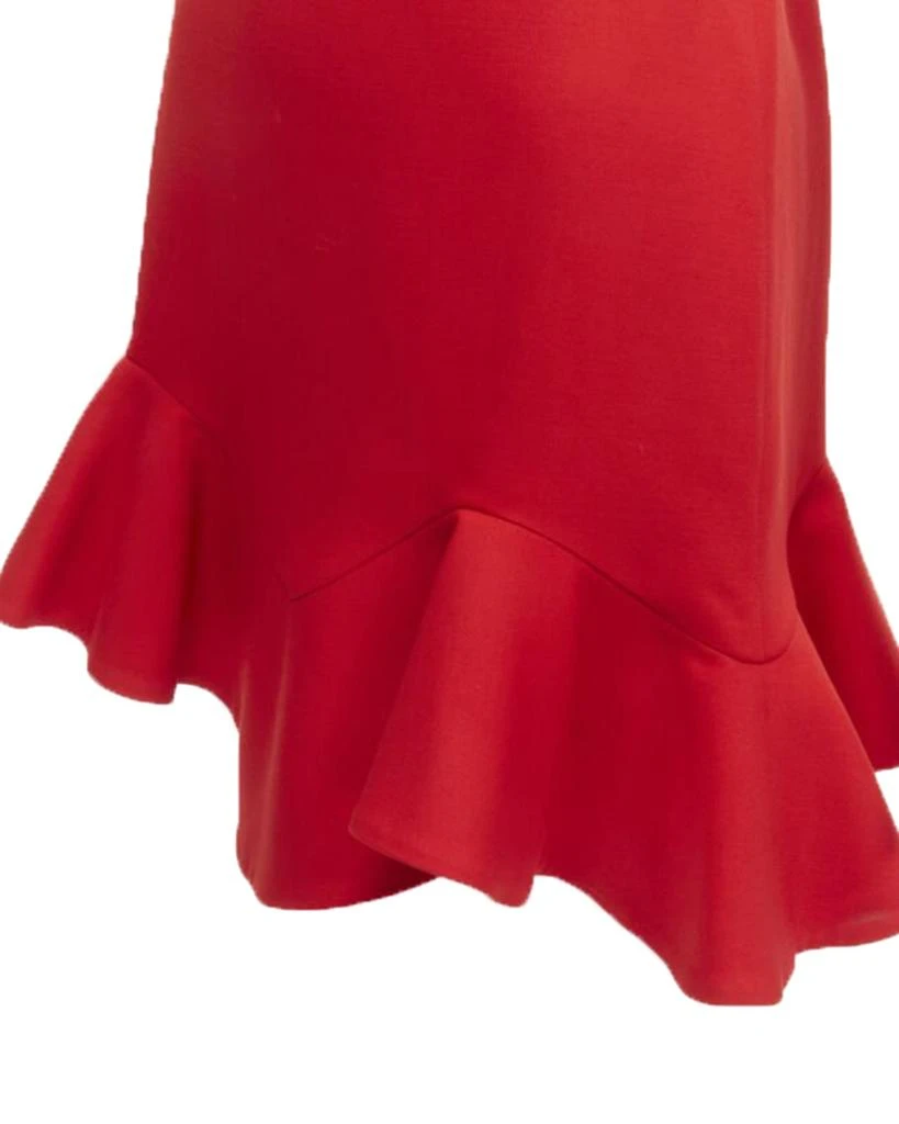 Alexander McQueen ALEXANDER MCQUEEN red wool crepe tulip neck flutter hem dress 2