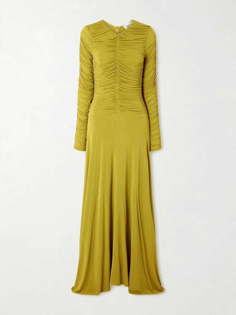 TOVE Eira Gathered Jersey Gown - Chartreuse