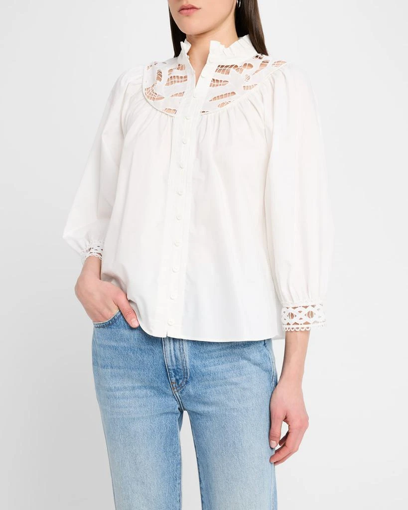 Tahari The Rylan Lace-Yoke Cotton Blouse 4