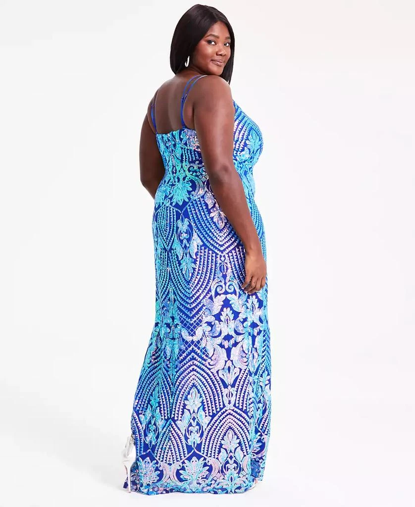 Emerald Sundae Trendy Plus Size Patterned-Sequin Gown, Created for Macy's 2