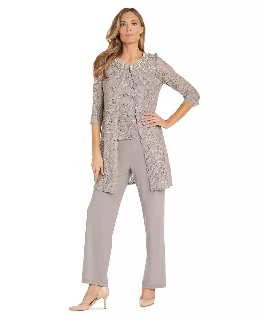 R & M Richards Petite Sequin Lace Jacket, Tank & Pants Set