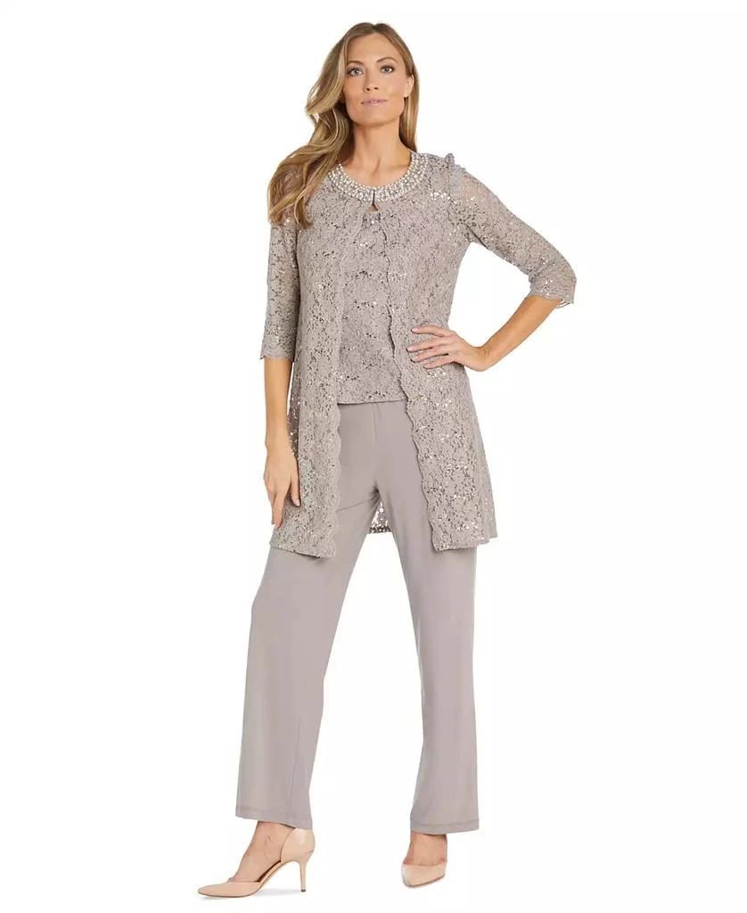 R & M Richards Petite Sequin Lace Jacket, Tank & Pants Set 1