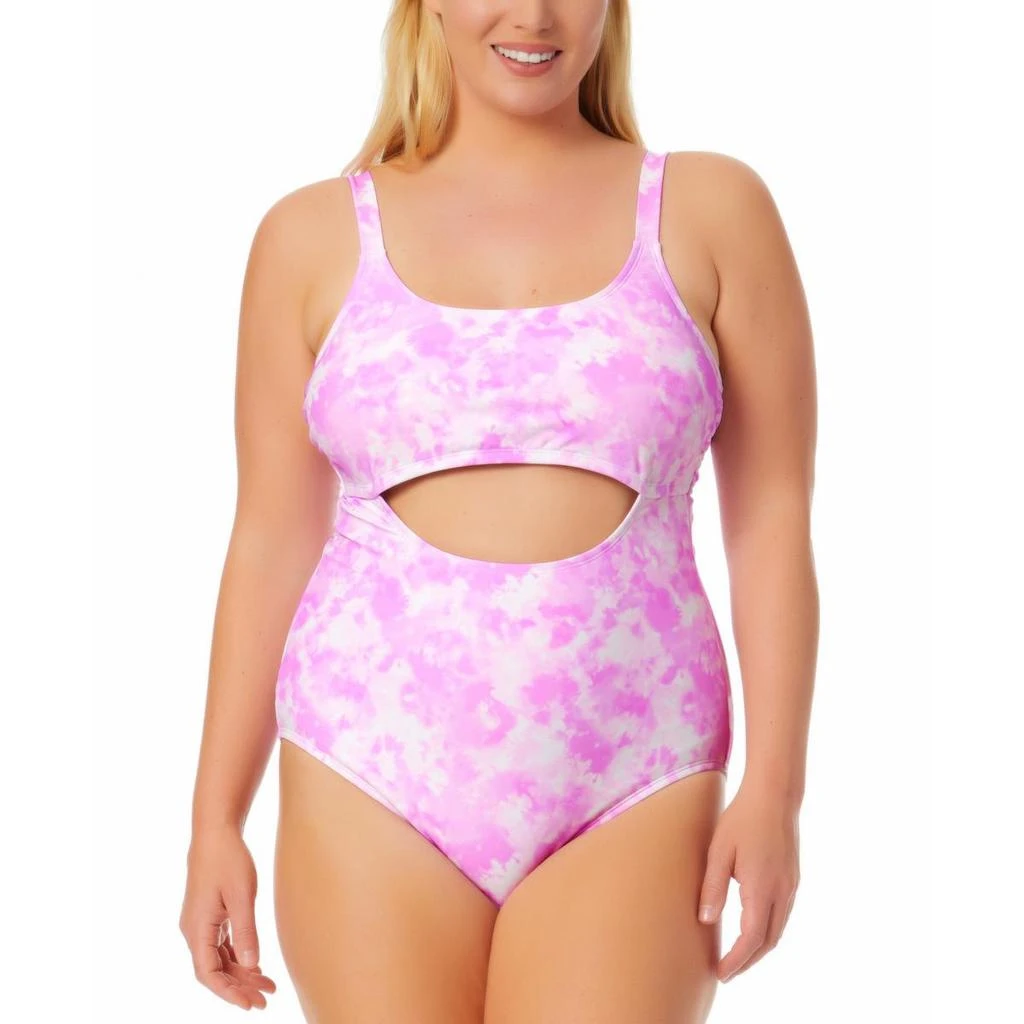California Waves Plus Womens Tie-Dye Cut-Out One-Piece Swimsuit 3